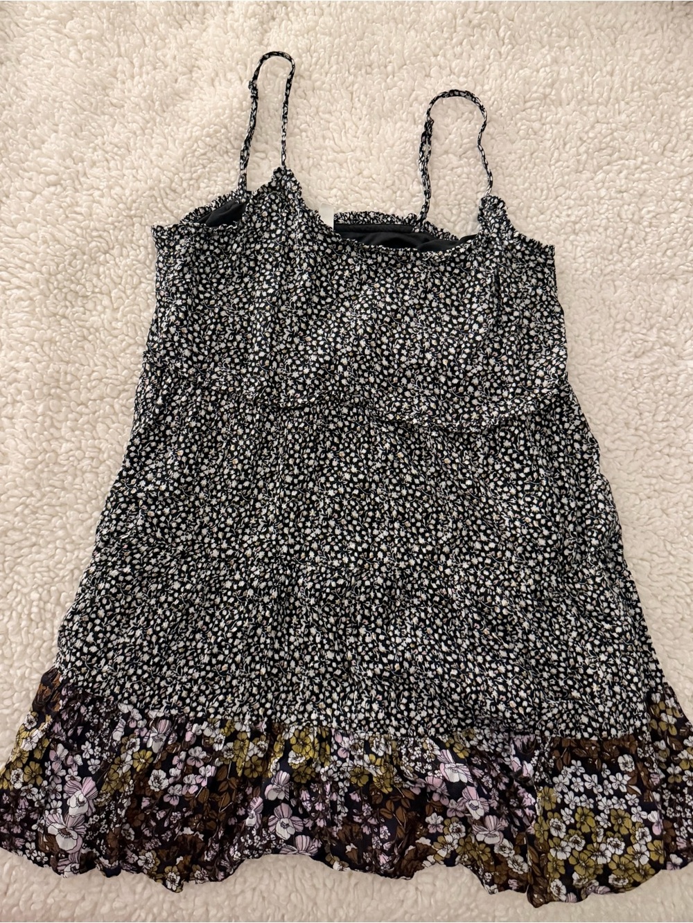 Bp Floral Print Tiered Babydoll Sundress Mini Dress Scoop Neck